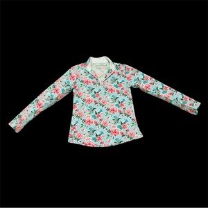 San Soleil Women’s Golf Theme Floral Pattern 1/4 Zip Long Sleeve Size M